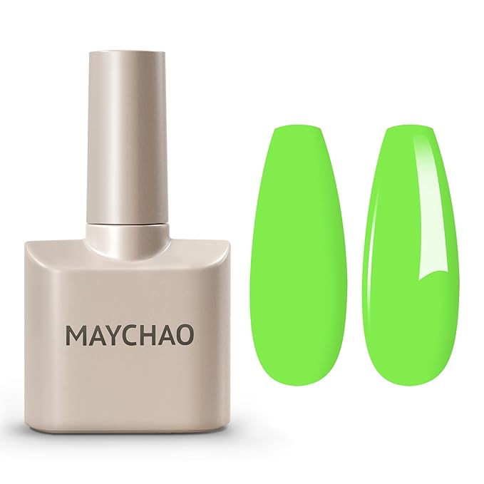 MAYCHAO 15ML Neon Green Gel Nail Polish 1Pc Bright Green Gel Polish Soak Off UV LED Nail Polish Nail Art Starter Manicure Salon DIY at Home, 0.5 OZ