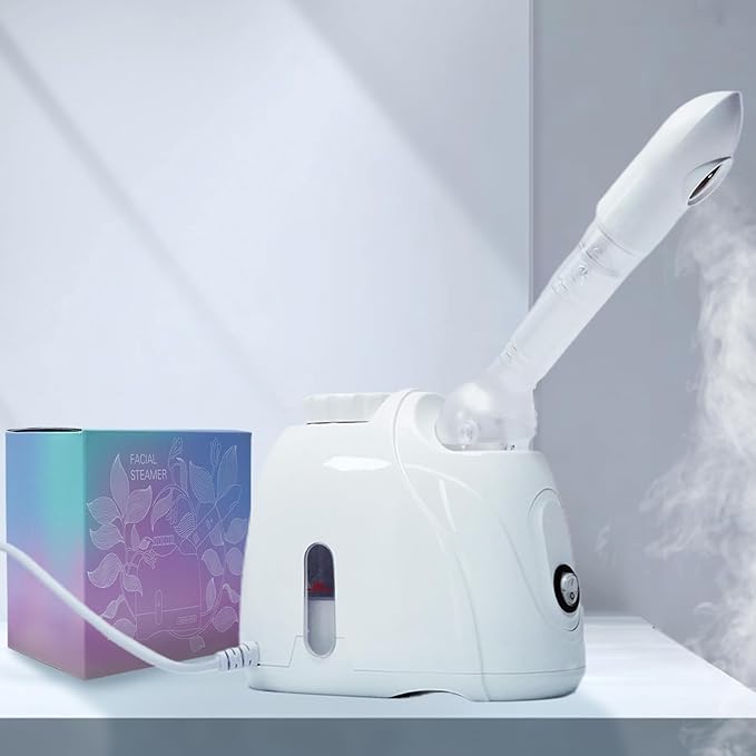 Facial Steamer Nanometer Fine Mist Face Steamer for Facial Deep Cleaning, 360°Can Rotate The Arm，10 Minute Home Facial Spa Mist, Design for Personal Care Use at Home Or Salon Barber
