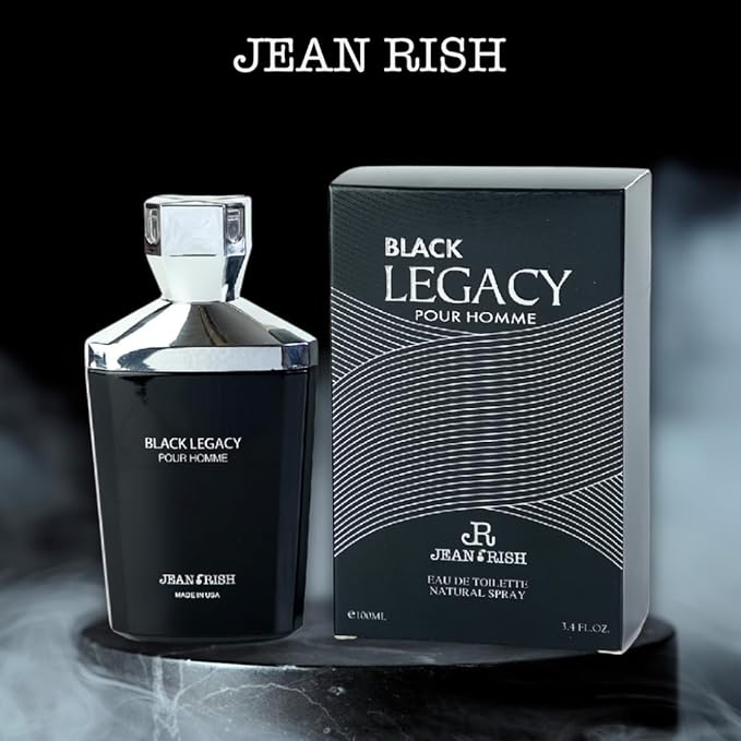 Jean Rish Black Legacy Pour Homme Eau De Toilette for Men (3.4 Fl Oz / 100ml) with Sandalwood, Lavender & Bergamot Notes - Long Lasting and Luxury Fragrance