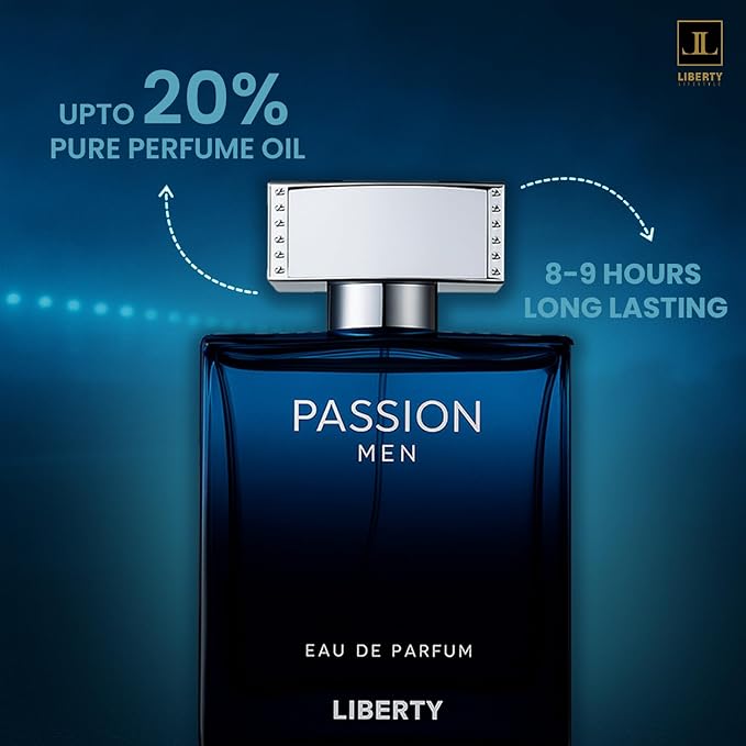 Liberty Luxury Passion Eau De Parfum for Men, Long Lasting Bold Spicy Scent Designed in France, Masculine Cologne That Draws Compliments, Perfume for men, men's fragrances,Gift for Men 100ml 3.4Oz