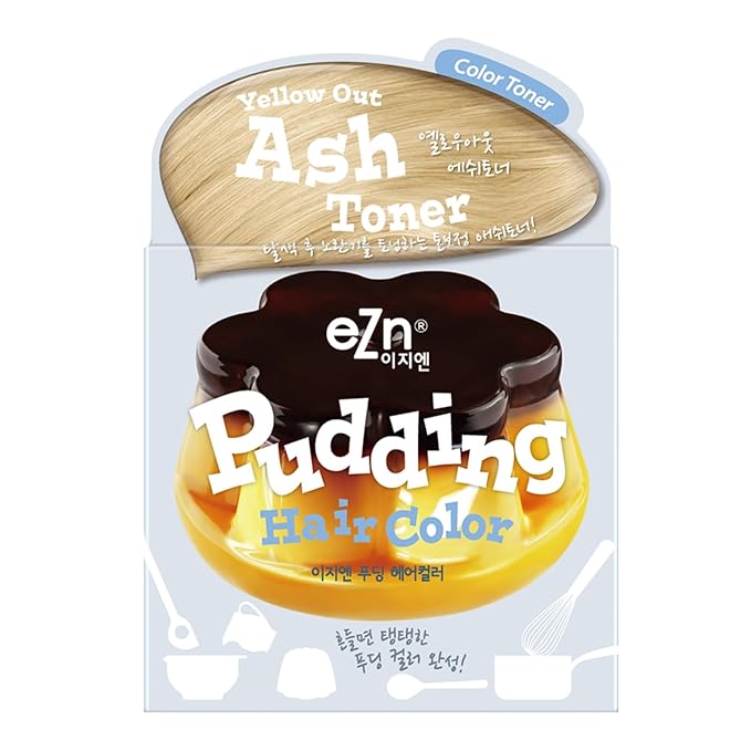 eZn Pudding Hair Dye, Ammonia-Free, Semi-Permanent DIY Korean Hair Dye Color with Keratin, Odorless Gentle for Sensitive Skin No Skin Irritation (Ash_Toner)