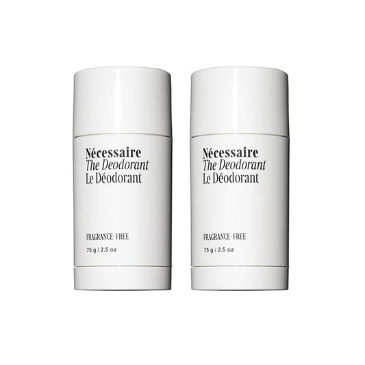 Nécessaire The Deodorant Fragrance-Free | Natural Aluminum Free Deodorant For Women & Men. Extra Strength Treatment with Mandelic Acid. Free of Baking Soda, Ozokerite & Parabens (2x 75 g/2.5 oz)