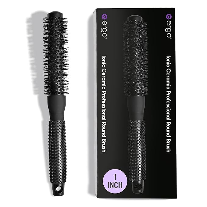 ERGO Ceramic Ionic Round Brush for Blow Out - Salon Quality Hair Brushes for Women - Roller Brush for Blow Drying, Wet and Dry Hair Styling, Volumizing Hair Care - ER25: 1"