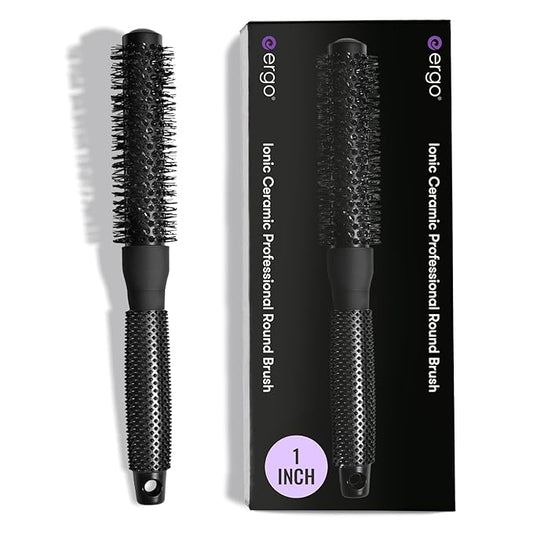 ERGO Ceramic Ionic Round Brush for Blow Out - Salon Quality Hair Brushes for Women - Roller Brush for Blow Drying, Wet and Dry Hair Styling, Volumizing Hair Care - ER25: 1"