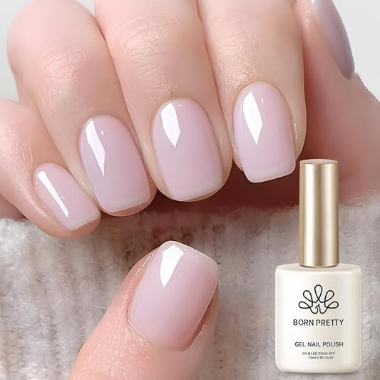 Born Pretty Jelly Gel Nail Polish,Soft Mist Pink Purple Sheer Crystal Translucent Gel Nail, Gel Polish Soak Off LED U V Nail Gel, Nail Art DIY for Home Salon Manicure 15ML