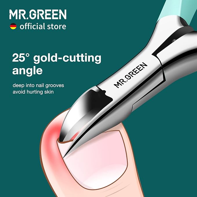 MR.GREEN Toenail Clippers Stainless Steel Ingrown Nail Cutter Thick and Hard Nails Pedicure Manicure Tools (Green)
