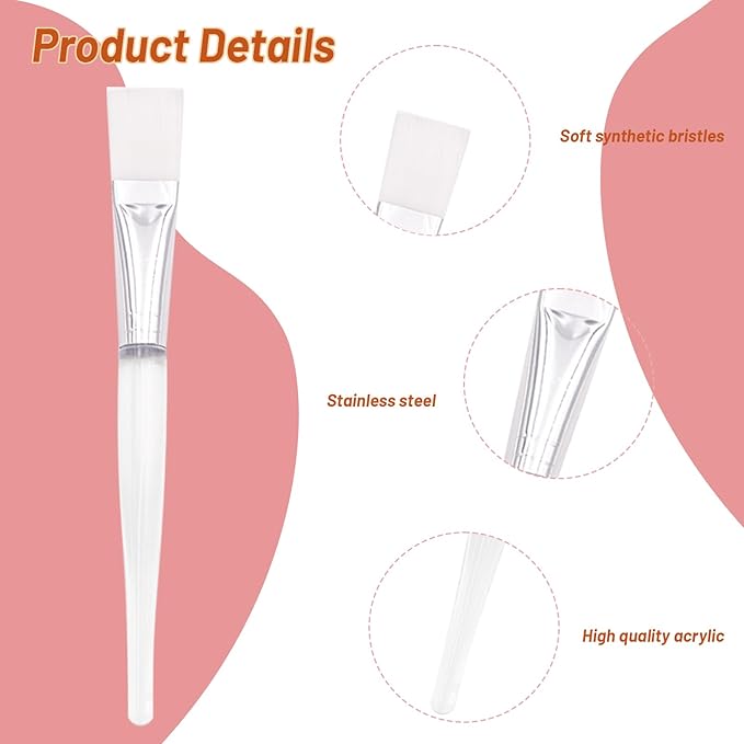 20 Pieces Facial Mask Brushes Facial Applicator Soft Makeup Mask Acid Brush Esthetician Cosmetic Brush for Mud Cream, Makeup Peel (White and Yellow)