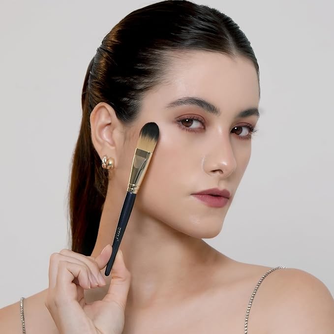 BEILI 2pcs Flat Square Synthetic Foundation Brush for Liquid Cream Facial Mask Concealer Makeup Premium Soft Synthetic Contour Brush for Blending Liquid Cream Foundation Emulsion Cosmetics