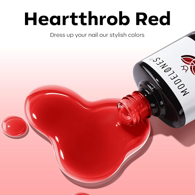 modelones Red Gel Nail Polish Jelly Translucent Gel Polish Christmas Red Neutral Sheer Nails Soak Off LED Nail Lamp Manicure Salon Gift 15 ML