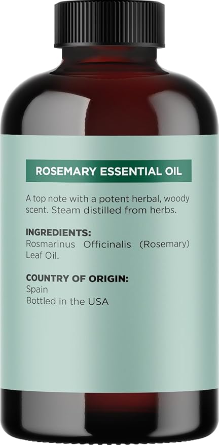 Pure Rosemary Oil for Hair Skin and Nails - 100% Pure Undiluted Rosemary Essential Oil with Dropper for Topical Uses Aromatherapy Diffusing and Home and Beauty DIYs - Vegan and Cruelty Free (1 Fl Oz)