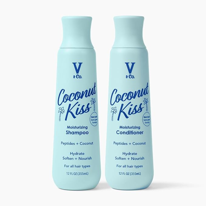 V&Co. Beauty Moisturizing Shampoo and Conditioner Set (12 Oz. Each) - Sulfate Free, Color Safe, and Gentle Formula with Peptide Technology Boosting Hydration for Dry, and Color Treated Hair