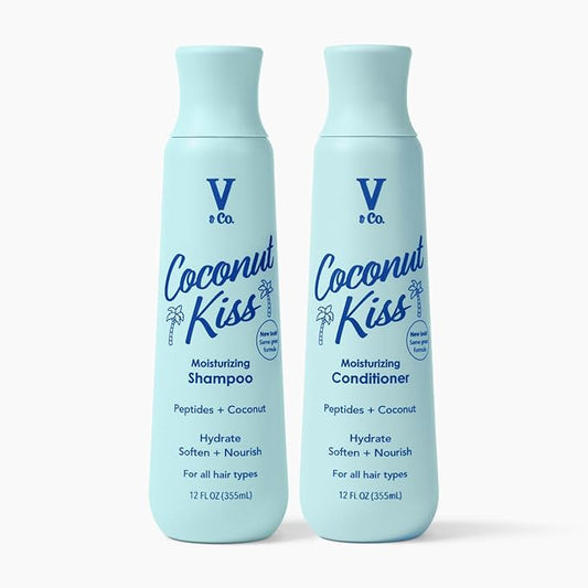 V&Co. Beauty Moisturizing Shampoo and Conditioner Set (12 Oz. Each) - Sulfate Free, Color Safe, and Gentle Formula with Peptide Technology Boosting Hydration for Dry, and Color Treated Hair