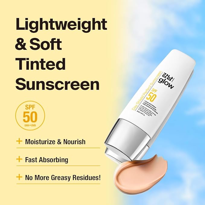 Day Shield Perfect Sunscreen SPF 50 - Effortless Tinted Sunscreen with Zinc Oxide, Sheer Moisturizer for face, Quick Absorption, Broad Spectrum, All Skin Types, Korean Skincare, 1.69 floz