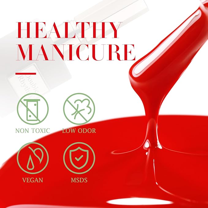 Double Rhythm 15ML Gel Nail Polish Pure Sheer Same Color Same Bottle Soak Off Gel Polish Art Manicure Salon DIY at Home for Women (Bright Red-A1016)