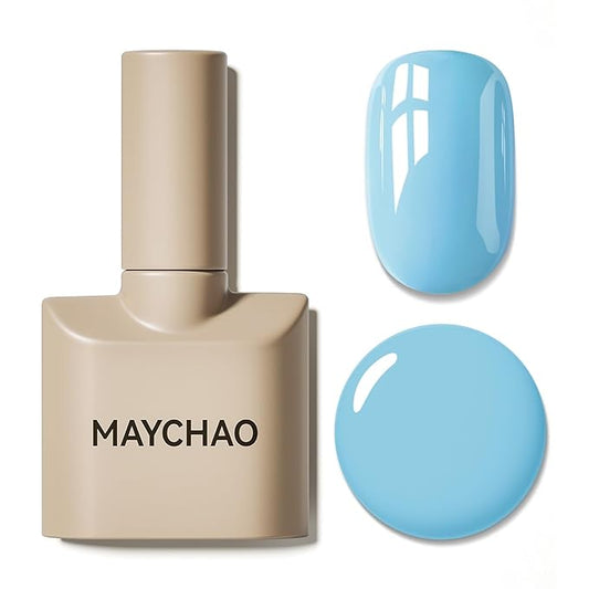 MAYCHAO 15ML Blue Gel Nail Polish 1Pc Light Blue Gel Polish Soak Off UV LED Nail Lamp Curing Needed for Nail Art Manicure Salon DIY at Home, 0.5 OZ