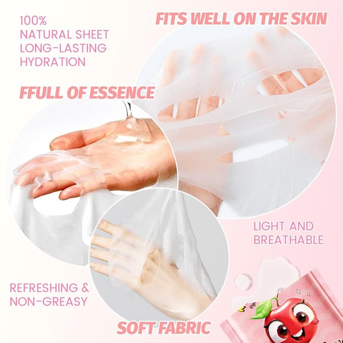 evpct 12 Pack Fruit Kids Face Masks for Kids Girls Spa, Girls Kids Facial Spa Day Slumber Sleepover Birthday Party Favors Supplies Kit for Girl, Kid Friendly Facial Face Masks Bulk Skincare for Kid, 5