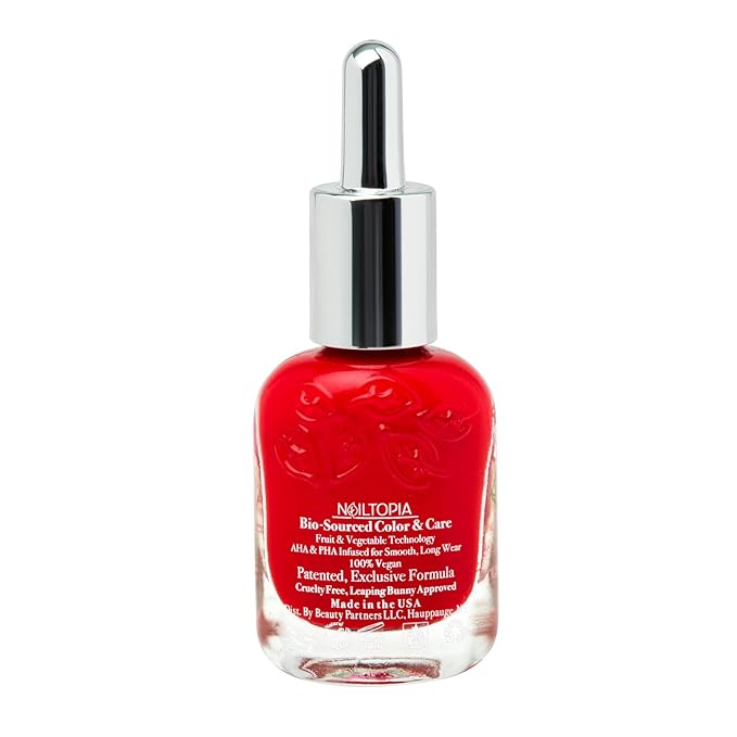 Nailtopia - Plant-Based Chip Free Nail Lacquer - Non Toxic, Bio-Sourced, Long-Lasting, Strengthening Polish - Goodnight Kiss (Red With Blue Undertones) - 0.41oz