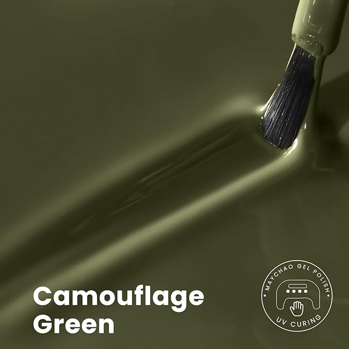 MAYCHAO 15ML Gel Nail Polish 1Pc Camouflage Green Gel Polish Soak Off UV LED Nail Polish Nail Art Starter Manicure Salon DIY at Home, 0.5 OZ