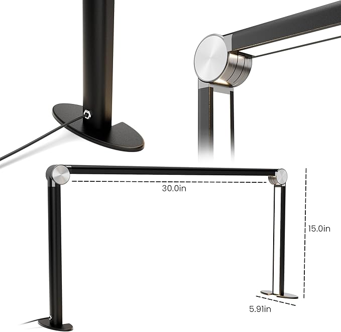 Nail Tech Lamp for Desk，30" 48W Professionals Led Light, Desk Lamp for Lash Eyelash Extension,Color Temperature 2700K-6000K,Full fold Makeup lamp,Salon&Home(Black)