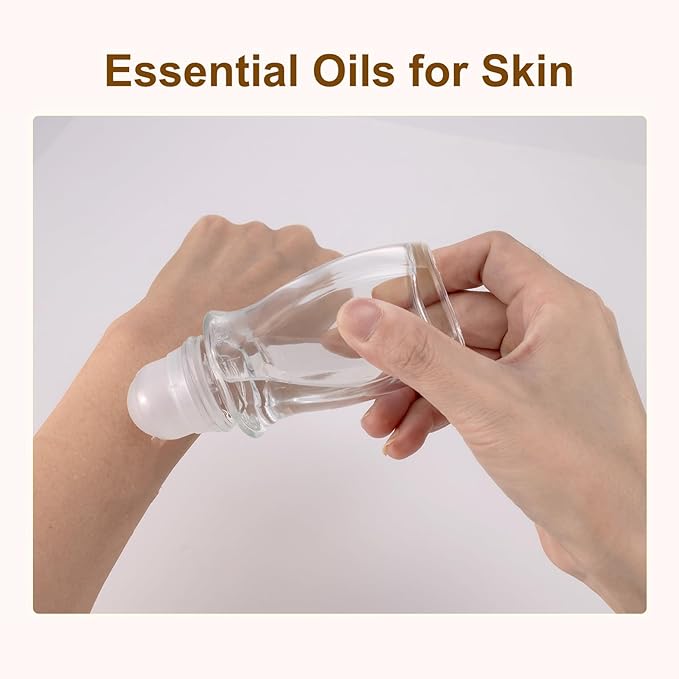 4 Pack 50mL Clear Glass Roller Bottles for Deodorant, Essential Oil Roll On Bottles, Leak-Proof Refillable Rollerball Containers with Golden Caps, Travel DIY Perfume Applicator