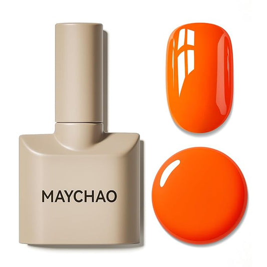 MAYCHAO 15ML Orange Gel Nail Polish 1Pc Bright Orange Gel Polish Soak Off UV LED Nail Lamp Curing Needed for Nail Art Manicure Salon DIY at Home, 0.5 OZ