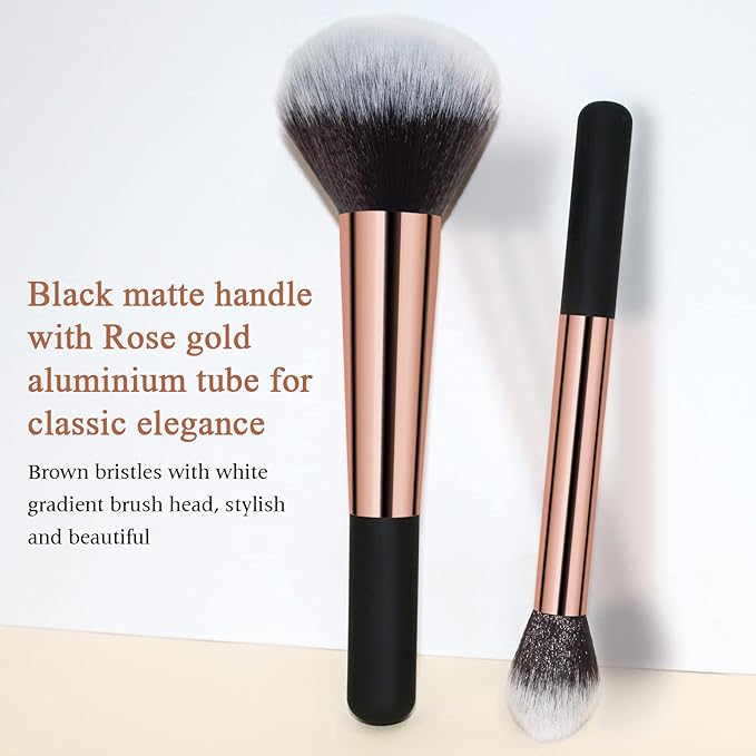 Makeup Brushes Banidy Powder Foundation Brush Flawless Powder Brush Set with Highlighter Brush Blush Brush with Wooden Handle Perfect for Blending, Buffing Liquid