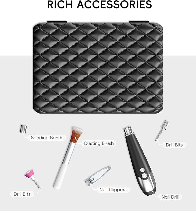 Portable Nail Dust Collector Deluxe Kit, Rechargeable Cordless Nail Quiet Vacuum Fan Cleaner with Mirror & Reusable Filters, Rich Nail Tech Tools, Compact Travel Size, Best Gifts for Women Teen Girls