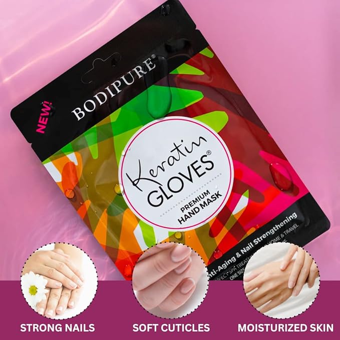 Bodipure Premium Hand Mask Keratin Gloves | Moisturizing Gloves for Dry Hands & Nail-Strengthening & Cuticle Softening | Spa Experience at Home | Chemical Free & For All Skin Types | 100 Pairs