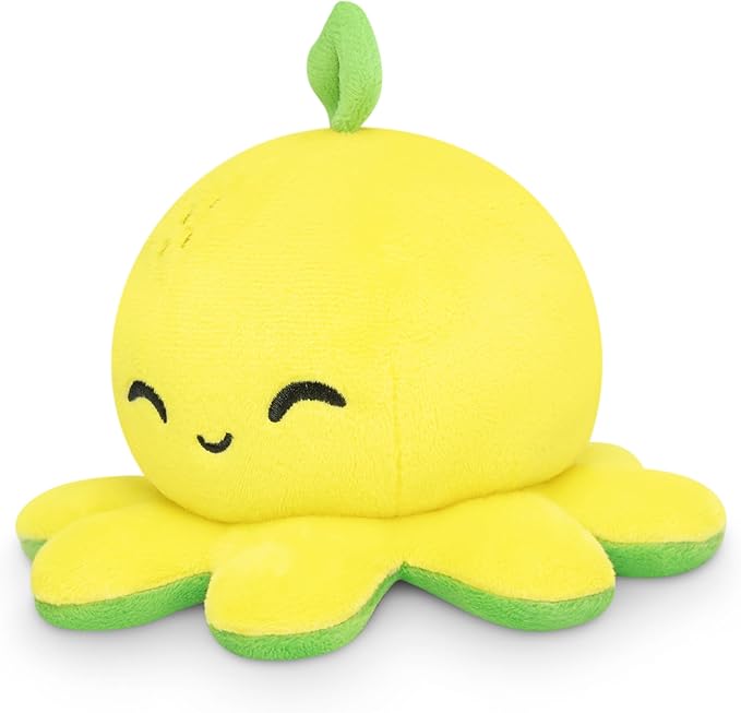 TeeTurtle - The Original Reversible Octopus Plushie - Lemon + Lime - Cute Sensory Fidget Stuffed Animals That Show Your Mood