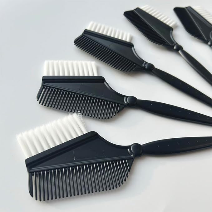 Vibrant Hair Color Brush Set - 5 Pieces, Durable Hair Dyeing Tools, Easy Application, Multi-Size Brushes, Lightweight Design, and Washable Material, Made in Korea