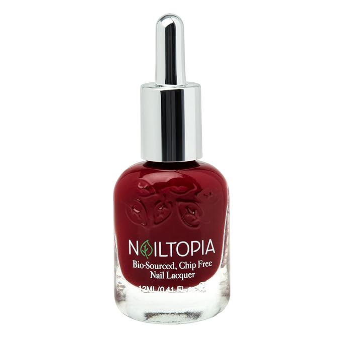 Nailtopia Bio-Sourced, Chip Free Nail Lacquer - All Natural, Strengthening Biotin and Superfood-Infused Polish - Chip Resistant Formula - Quick-Dry, Long Lasting Wear - Ruby Slippers - 0.41 oz