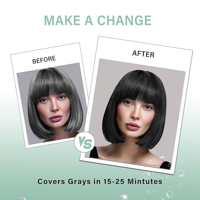 Fvquhvo Black Hair Dye Shampoo, Hair Color Shampoo for Women Men, Covers Gray in Minutes, Long Lasting Black Hair Shampoo, Champu Para Canas, Easy to Use 16.90 Fl Oz