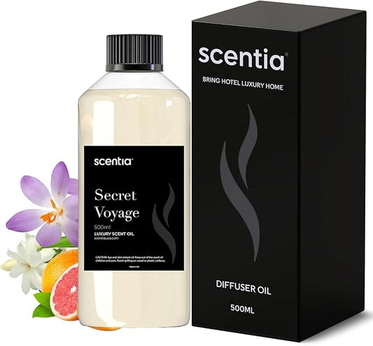 Scentia Hotel Diffuser Oil Inspired by The Baccarat Hotel Scent - 500 mL 16.9 fl oz - Fragrance Oil Blend for HVAC, Ultrasonic & Cold Diffusers - Secret Voyage - Thanksgiving & Holiday Gift