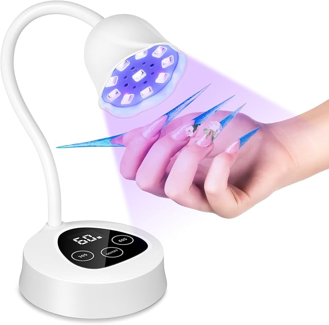 UV Led Nail Lamp, Mini UV Light for Gel Nails Polish Luminoza 30W Rechargeable LED Nail Light Nail Dryer with 2 Timers & Auto Sensor, Fast Curing Goosenecks Lamp for Home DIY Manicure