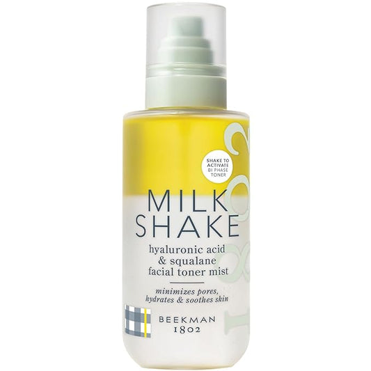 Beekman 1802 Milk Shake Hydrating Face Mist - Hyaluronic Acid & Squalane Facial Mist Minimizes Pores & Gently Moisturizes - Makeup Setting Spray - Fragrance-Free