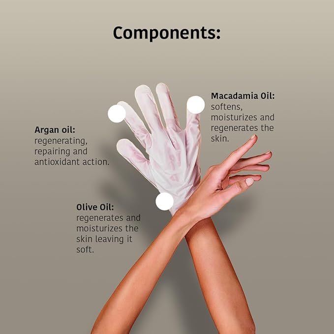 IROHA NATURE Nourishing Hand Mask Gloves | 4 Pairs | Argan & Macadamia Oil | Intense Nutrition for Dry Hands | 93% Natural Ingredients | Vegan