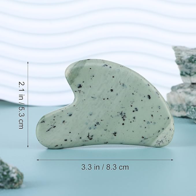 rosenice Gua Sha Facial Tools Guasha Tool Gua Sha Jade Stone for Face Skincare Facial Body Acupuncture Relieve Muscle Tensions Reduce Puffiness Festive Gifts (Yellow-Green)