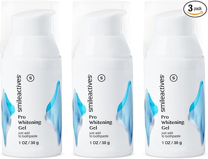 Smileactives Teeth Whitening Gel for Toothpaste with Clinical-Grade Hydrogen Peroxide, Tooth Stain Remover for White Teeth, Dentist Quality Pro Whitening Gel to Remove Coffee Stains, 3 Pack, 1 oz