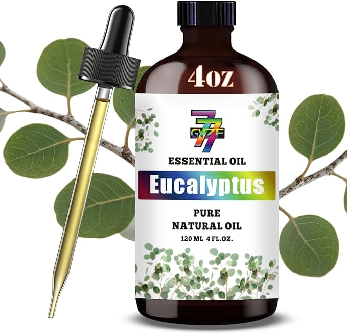 Eucalyptus Essential Oil (4 oz/120 ml) — Eucalyptus Oils for Aromatherapy, diffusers, humidifiers, Home fragrances, DIY Skincare, soap Making, DIY Candle, Relaxation, Yoga, and Meditation
