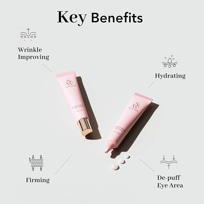 NOWATER Collagen Eye Cream for Wrinkles, Puffiness, Dark Circles - Hydrolyzed Collagen & Beta-glucan for Improved Under-eye Area, Korean Skincare (0.88 fl.oz)