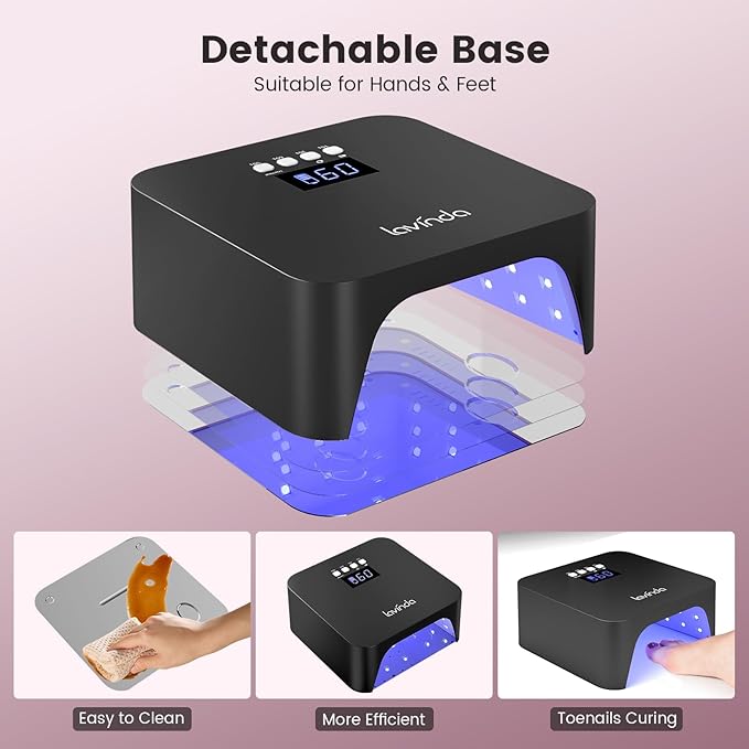 Lavinda UV Light for Gel Nails, Professiona UV LED Nail Lamp 2X Faster Curing Nail Dryer Nail Light Compatible with All Gel Types for Home Salon (NovaGlow Black)