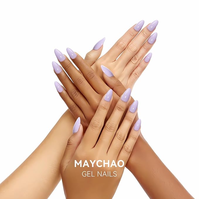 MAYCHAO 15ML Lilac Purple Gel Nail Polish 1Pc Gentle Purple Gel Polish Soak Off UV LED Nail Lamp Curing Nail Polish for Nail Art Manicure Salon DIY at Home, 0.5 OZ