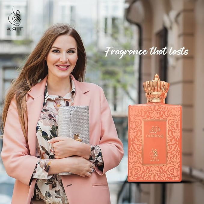 ARIF Durraq Perfumes – Floral Oriental Eau de Parfum for Women – Long-Lasting, Saffron, Plum, Orange Blossom, Neroli, Patchouli, Musk – Luxury Women's Fragrance – 3.4 oz