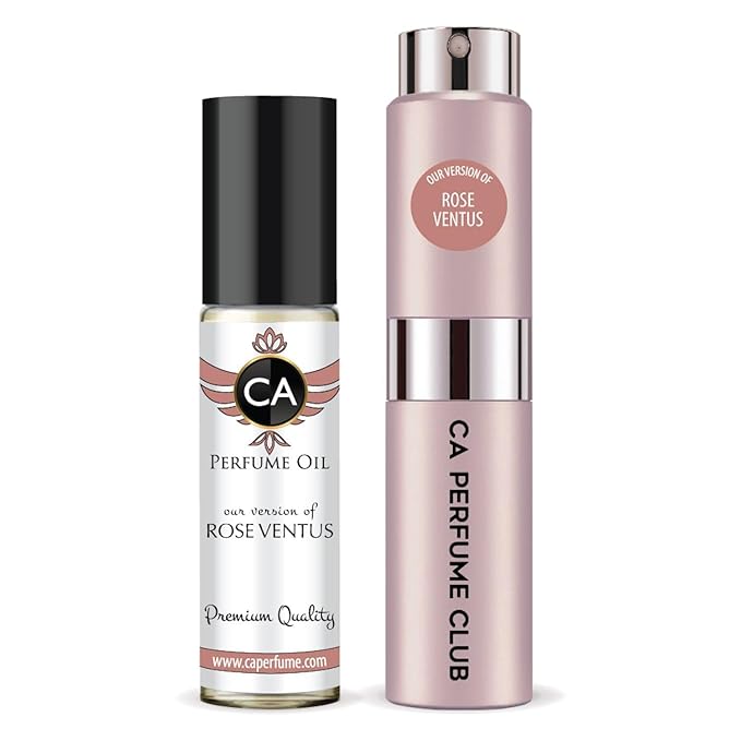 CA Perfume Duo Impression of Rose Ventus For Women Perfume Layering Set Long Lasting Travel Size EDP + Body Oil Roll-On Bottle 0.27 Fl Oz+0.33 Fl Oz