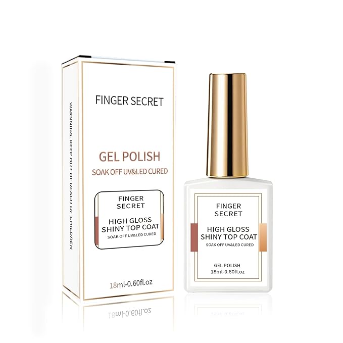 Golden Shiny High Gloss Top Coat - Crystal Sealant with Golden Luster, Clear Gel Nail Polish & Dip Powder Top Coat, Ultra-Glossy & Fast-Drying, 18ml/0.6floz