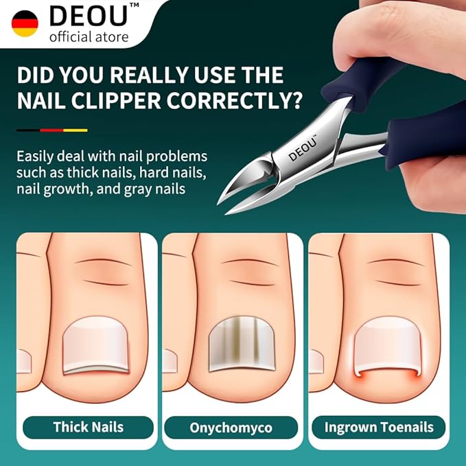 DEOU Podiatrist Toenail Clippers Ingrown Toenail Tools for Thick Nails and Inlaid Nails,Manicure and Pedicure Clippers,Heavy Duty Nail Clippers, Pedicure Tools (Dark Blue+Nail Remover)