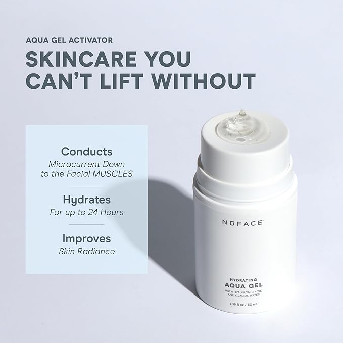 NuFACE Aqua Gel Activator - Microcurrent Conductive Gel & Activator Powered by IonPlex & Hyaluronic Acid to Enhance Results of NuFACE Microcurrent Facial Device - Improves Skin Radiance (10 oz)