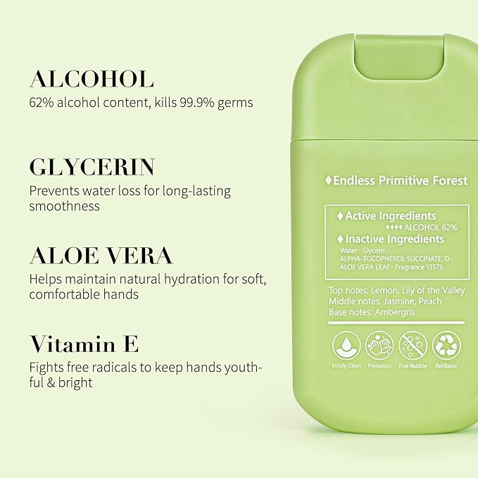 Power Mist Hand Sanitizer Spray, Scented Hydrating Hand Sanitizers Travel Size Refillable, Pocket Portable 1-Pack (Forest Chime) 0.93Fl Oz 460-Sprays Each