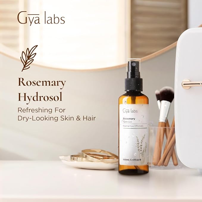 Gya Labs Rosemary Hydrosol - 3.4 Fl Oz - Face & Body Mist for Skin Toner & Hair Refresher - As Pillow, Room & Linen Spray for Fresh Scent
