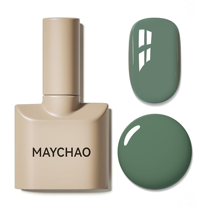 MAYCHAO 15ML Sage Green Gel Nail Polish 1Pc Green Gel Polish Soak Off UV LED Nail Polish Nail Art Starter Manicure Salon DIY at Home, 0.5 OZ
